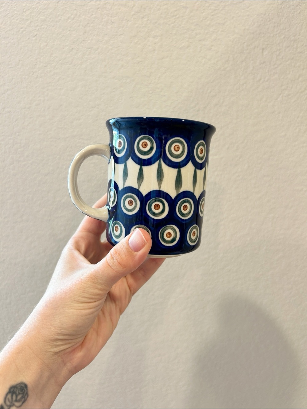 Polish Pottery Peacock Mug